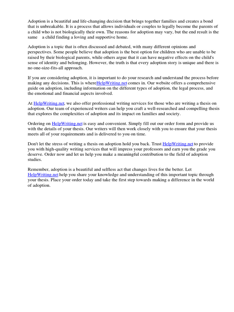 Adoption Thesis | PDF | Stepfamily | Adoption