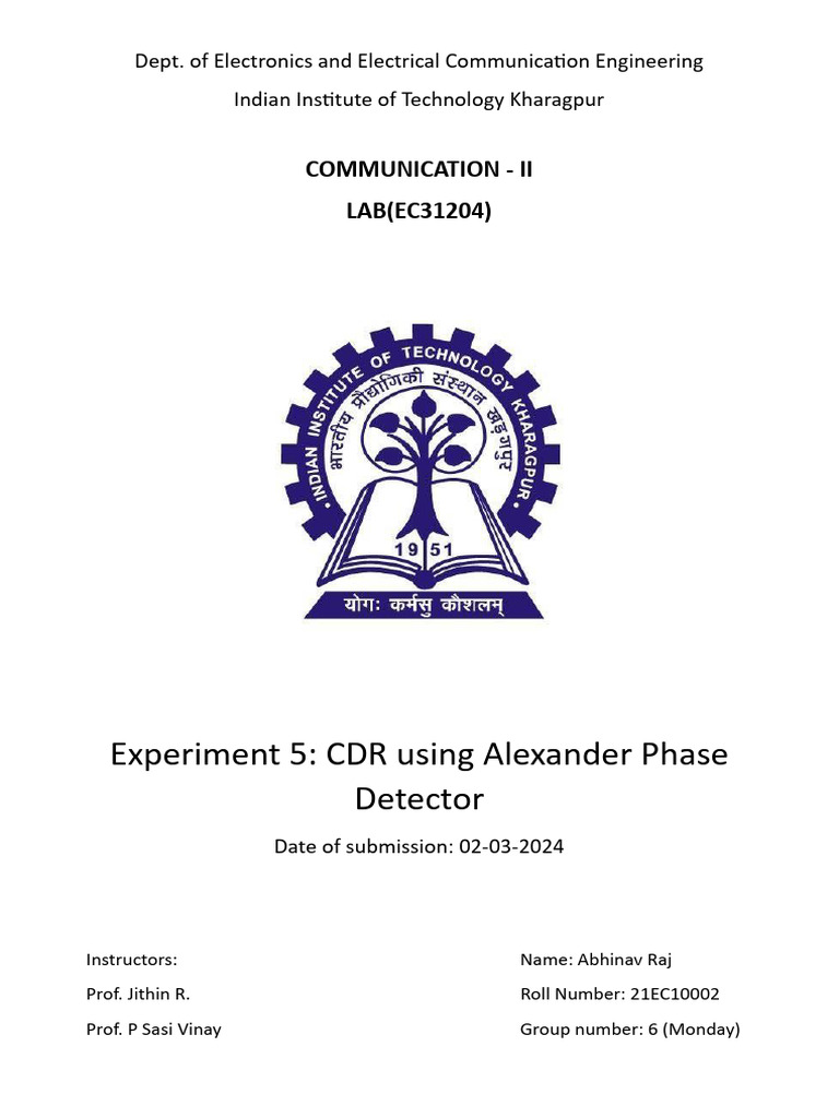 CDR Circuit Using Alexander Phase Detector | PDF | Detector (Radio ...