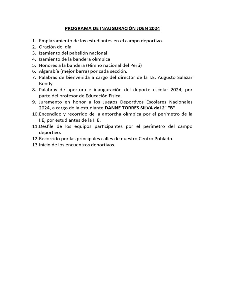 Programa Inauguración JDEN 2024 | PDF