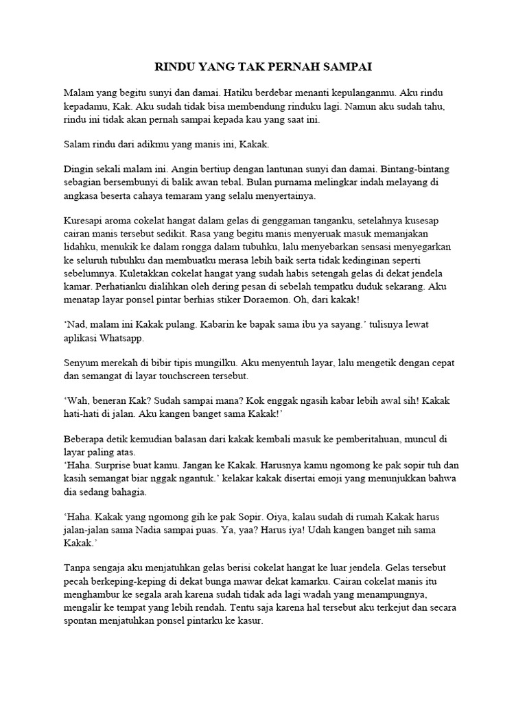 Rindu Tak Sampai untuk Kakak Tercinta | PDF