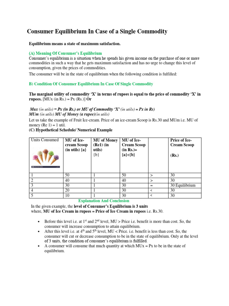 Consumer S Equilibrium By Cardinal Approach Pdf Economic