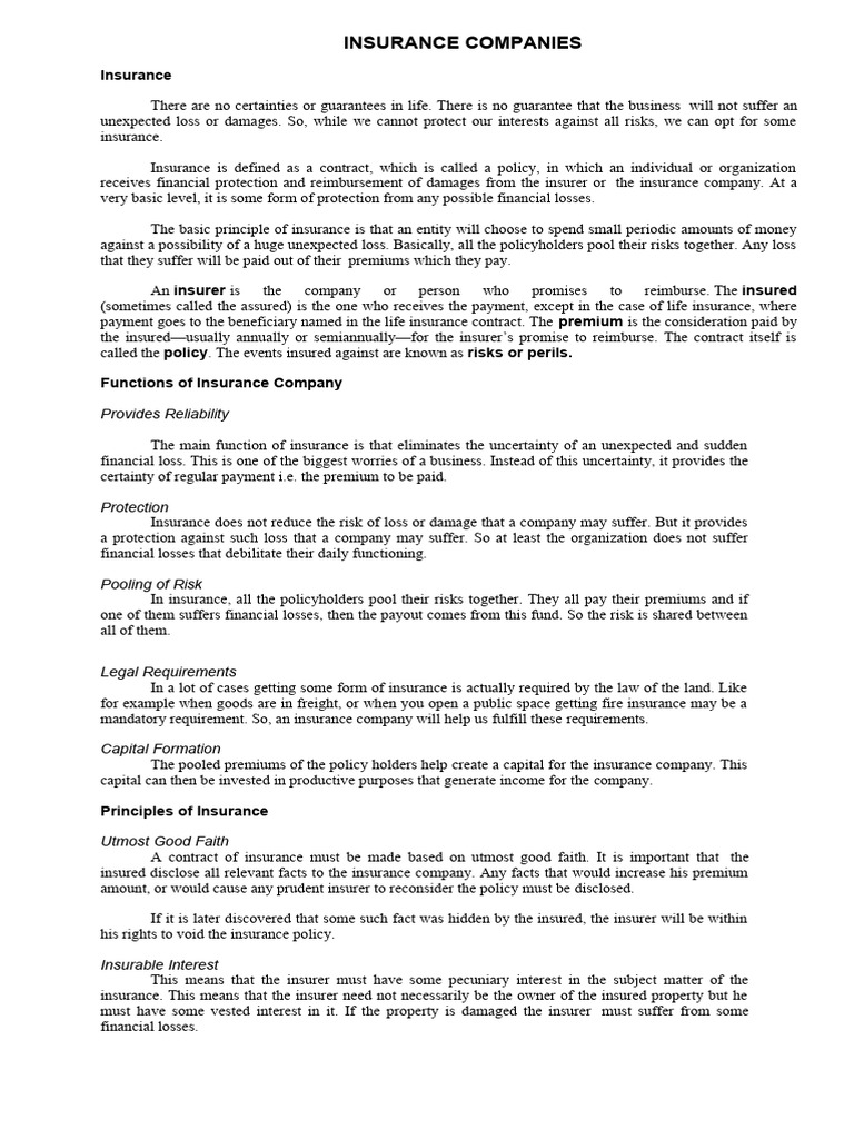 Understanding Insurance Basics and Types | PDF | Insurance | Liability ...