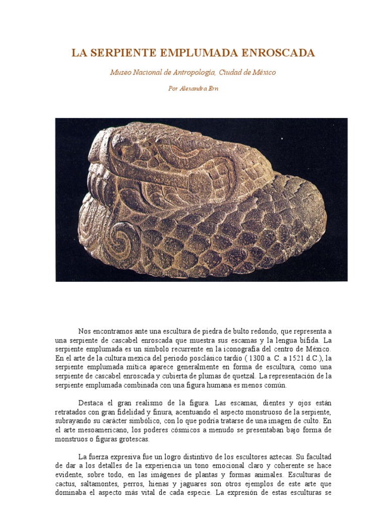 Escultura de la Serpiente Emplumada | PDF | Mesoamérica | Escultura, image size:768x1024