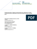 Outputs do projeto piloto para otimização de energia