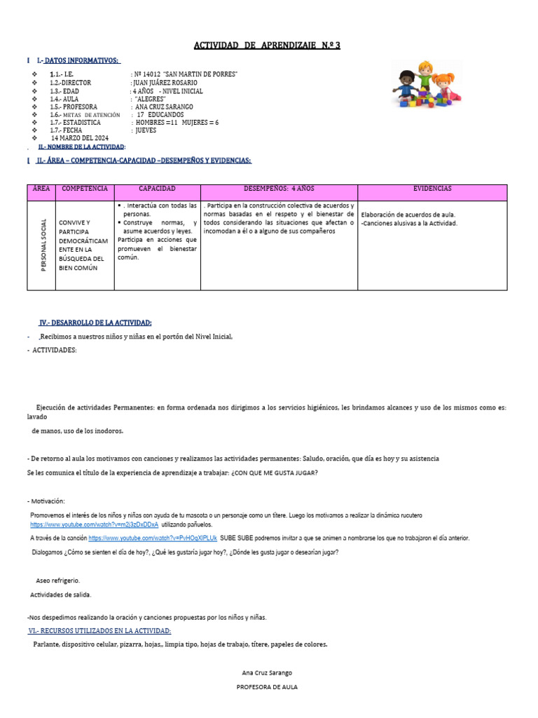 Actividad de Aprendizaje JUEVES 14 de Marzo | PDF | Salón de clases ...
