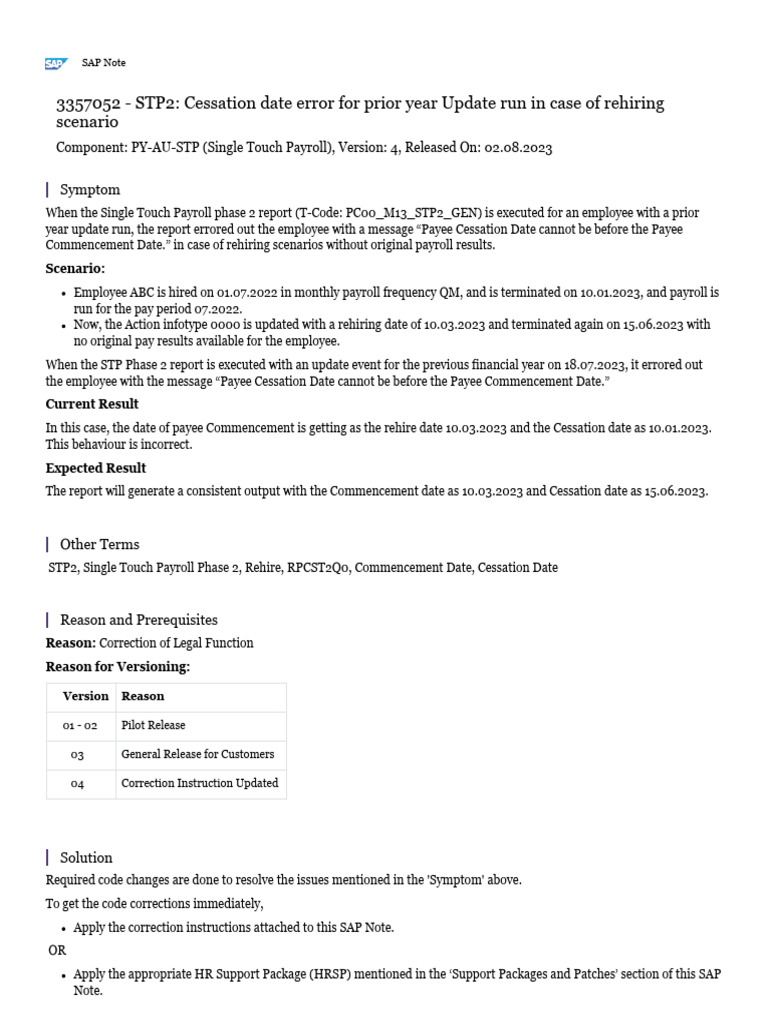 STP2 Cessation Date Error Resolution | PDF | Payroll Tax | Payroll