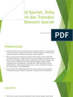 Maqashid Syariah, Etika Bisnis Dan Transaksi Ekonomi Syariah