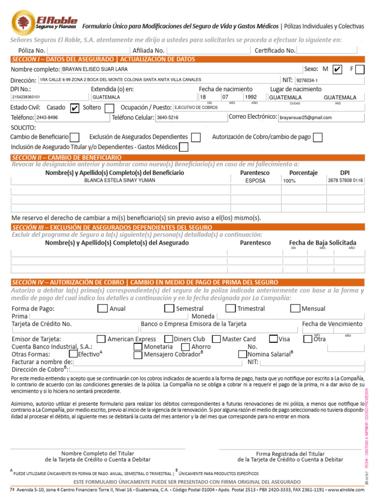 2 SR 10797 Form Movimientos Seg Med32 | PDF | Tarjeta de crédito ...