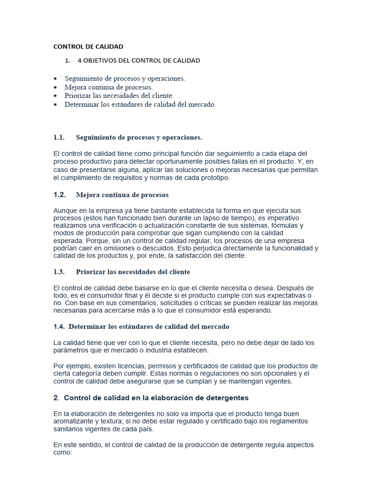 Objetivos del Control de Calidad en Productos | PDF | Calidad ...