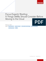 Focus Experts Briefing: 5 Things SMBs Should Consider Before Moving To The Cloud