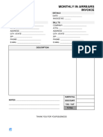 Monthly in Arrears Invoice Template