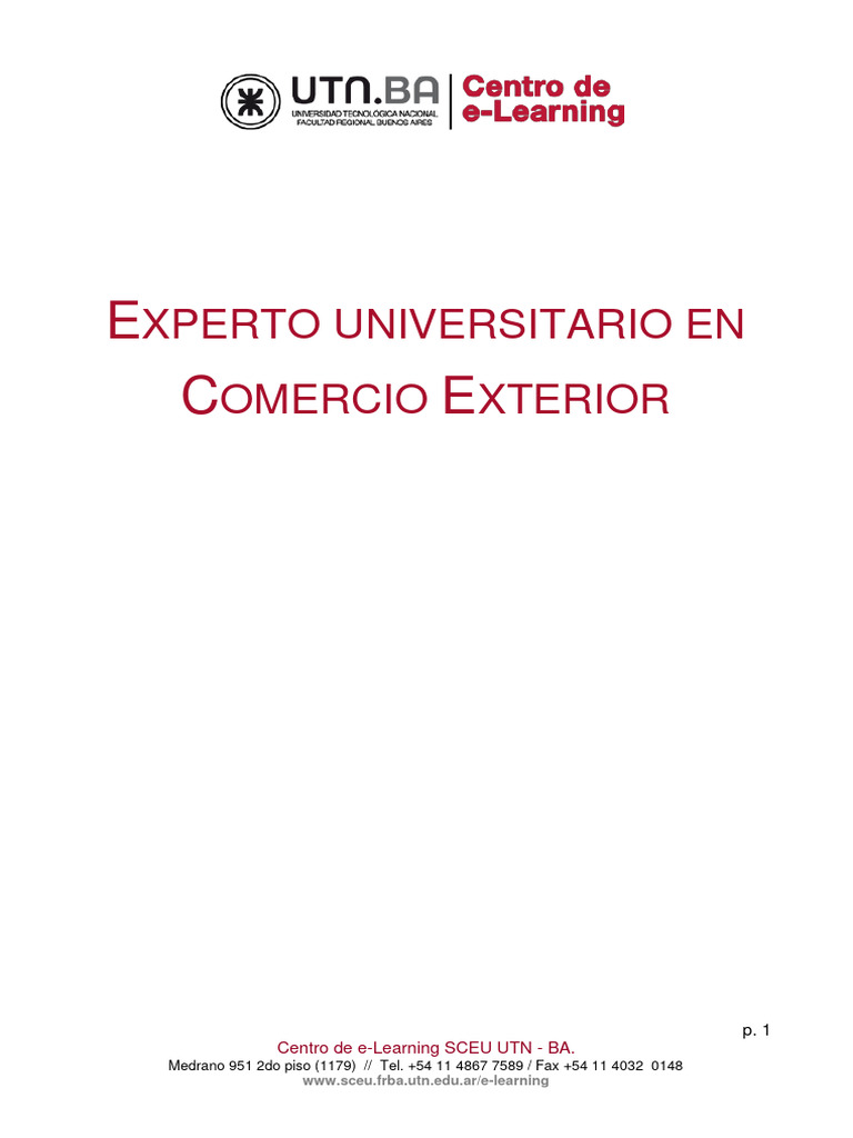 Curso De Comercio Exterior Utn Pdf Aduana Arancel