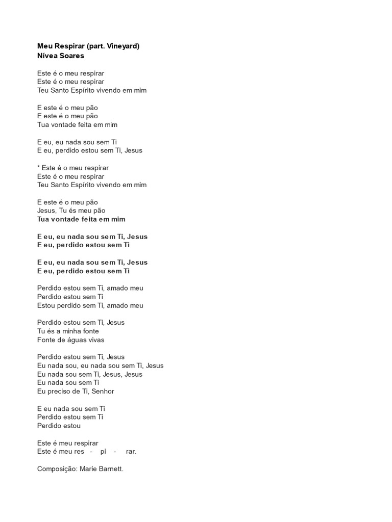 Meu Respirar: Letra e Reflexão | PDF | Autoajuda | Estilo de vida