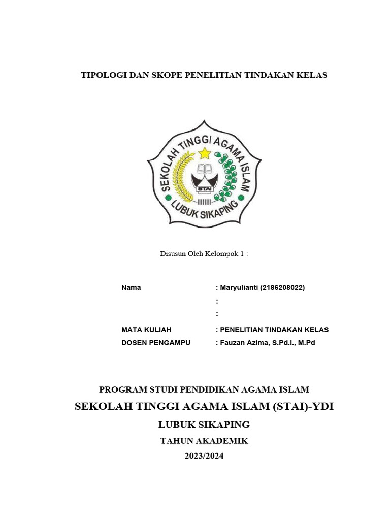 Tipologi dan Skope PTK dalam Pendidikan | PDF