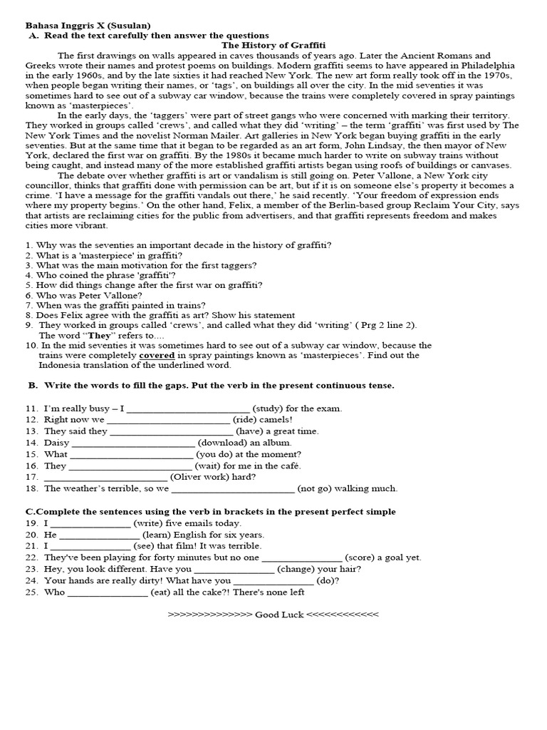 Bahasa Inggris X Susulan Pdf Graffiti Vandalism