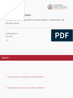 Electromagnetismo: Conductores en Equilibrio Electrostático y Ejemplos de Ley de Gauss