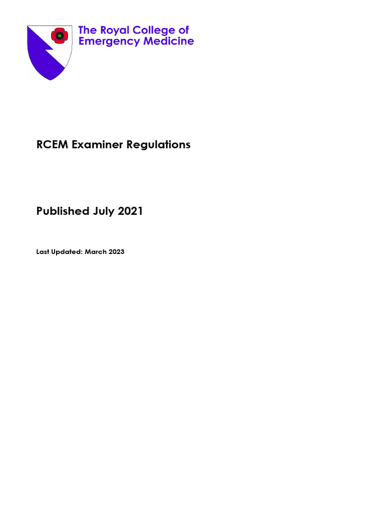RCEM Examiner Regulations Overview | PDF | Medicine