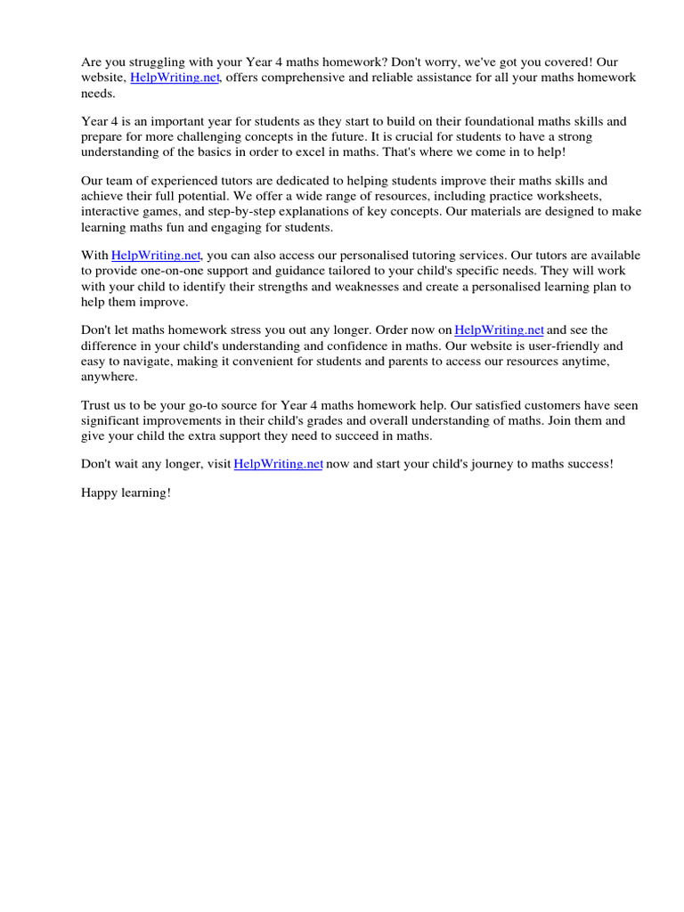 Year 4 maths homework help pdf worksheet