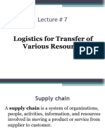 Lecture # 7 Logistics For Transfer of Resources