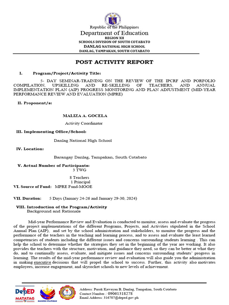 Post Activity Report MPRE 2024 PDF Educational Technology Teachers