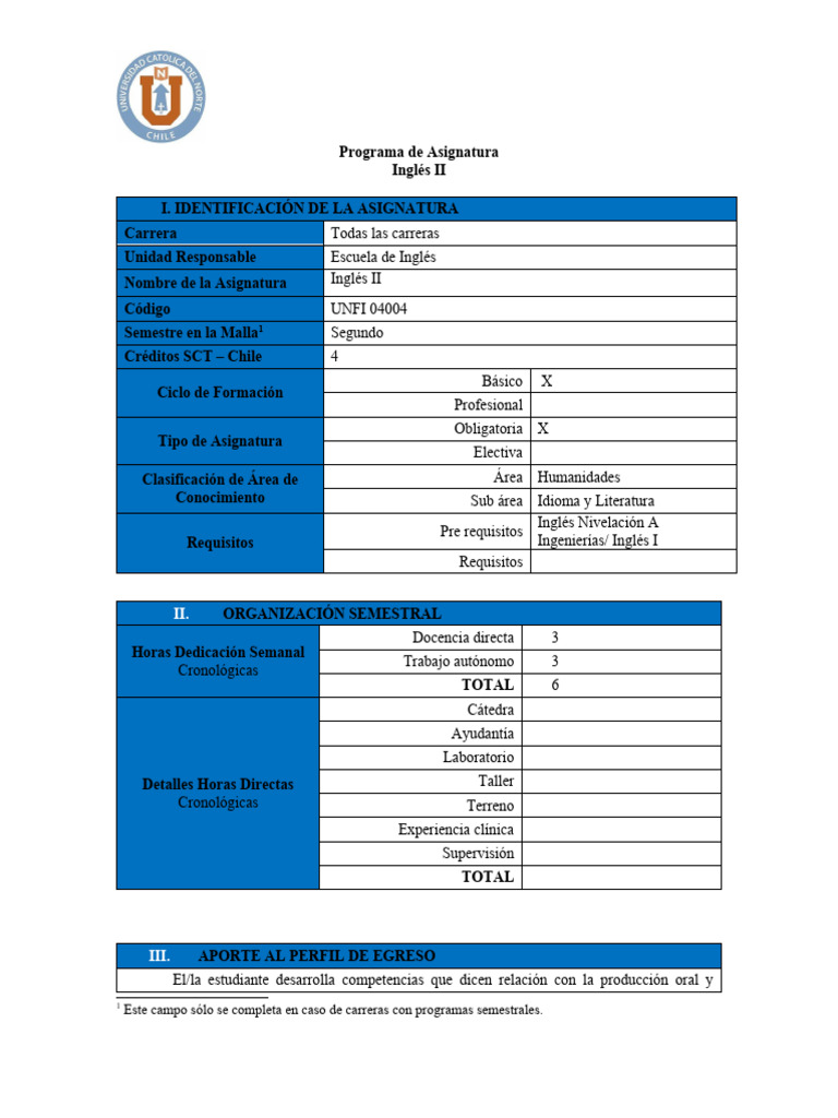 Programa de Inglés II: Competencias y Evaluación | PDF | Cognición ...