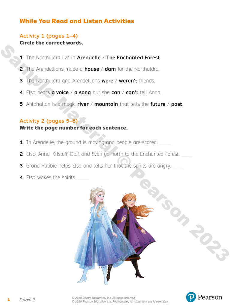 Frozen 2 L3 - Activity Worksheets | PDF