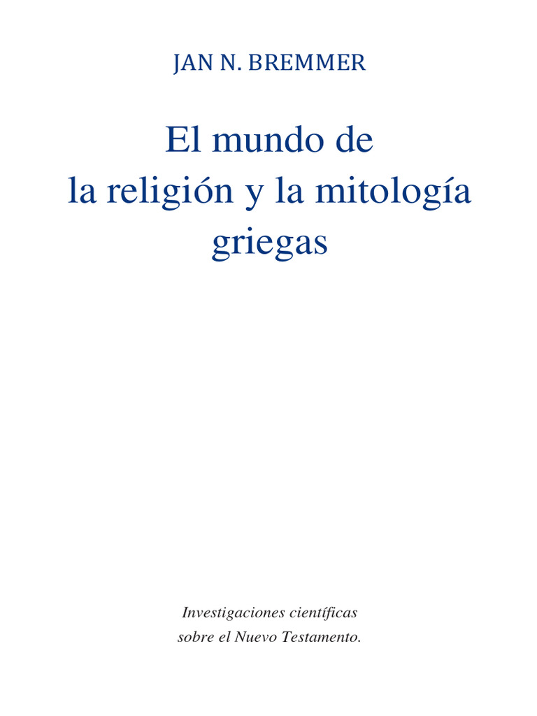 El Mundo De La Religión Y La Mitología Griegas Jan N Bremmer Pdf