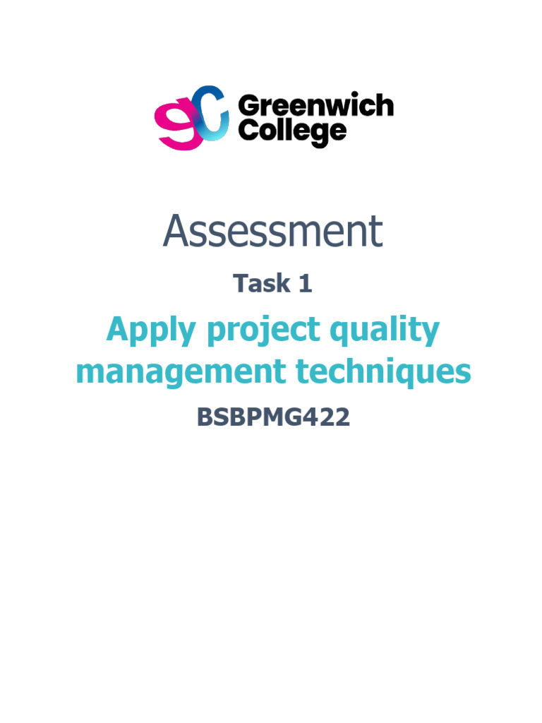 BSBPMG422 Project Quality Management Task | PDF | Quality Management ...