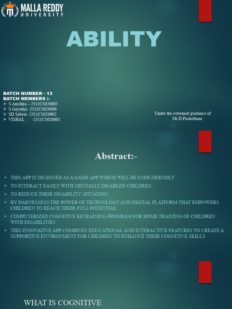 Game App for Cognitive Disability Support | PDF | Intellectual ...