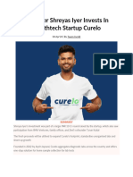 Shreyas Iyer Invests in Healthtech Startup Curelo