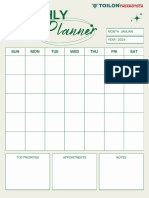 Green Simple Monthly Planner