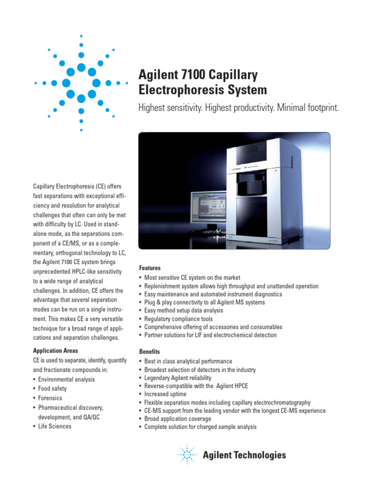 7100 CE Datasheet | PDF | Capillary Electrophoresis | Scientific Techniques