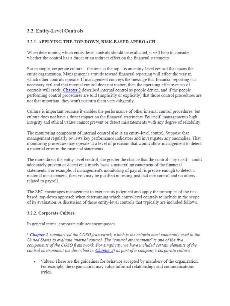 3.2. Entity-Level Controls: 3.2.1. Applying The Top-Down, Risk-Based ...