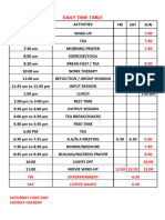 Daily Time Table