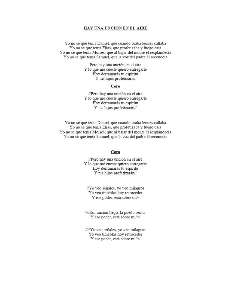 Letra de "Unción en el Aire" | PDF | Religión y espiritualidad