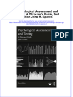 Psychological Assessment and Testing A Clinicians Guide 2Nd Edition John M Spores 2 Full Download Chapter