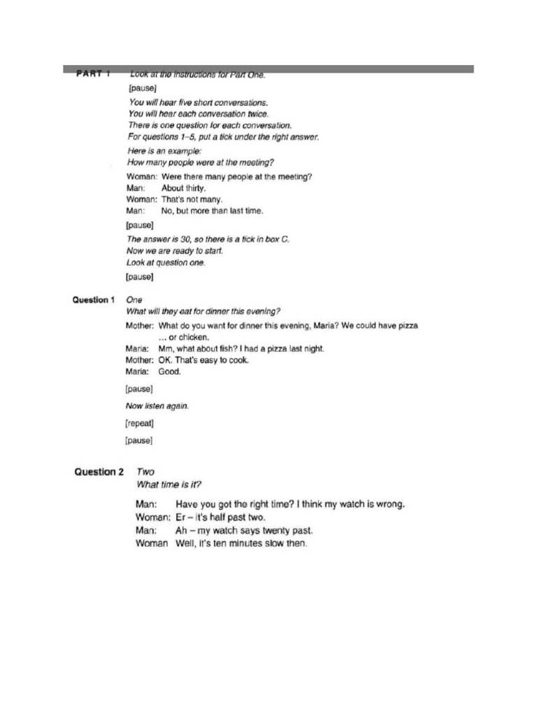 Transcript Lis test 1 KET 2 | PDF
