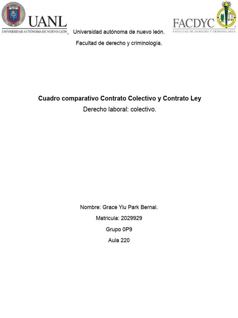 Comparativa: Contrato Colectivo vs Ley | PDF | Acuerdo colectivo ...