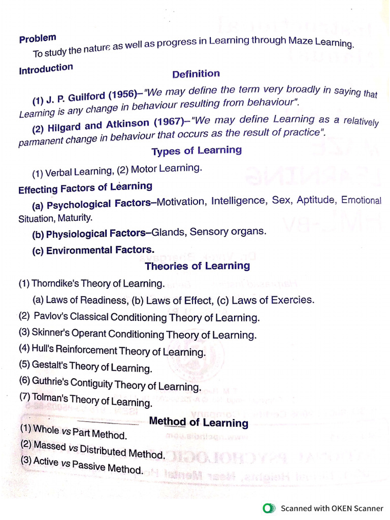 Maze Learning | PDF