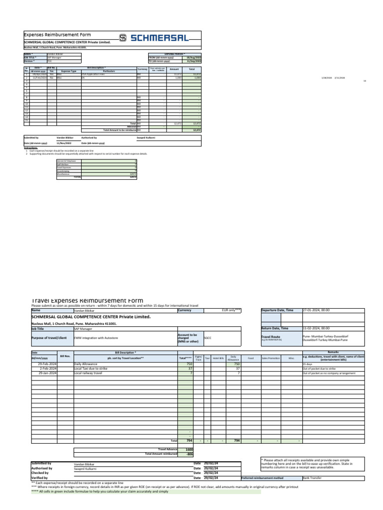SGCC Travel Expenses Reimbursement Form | PDF