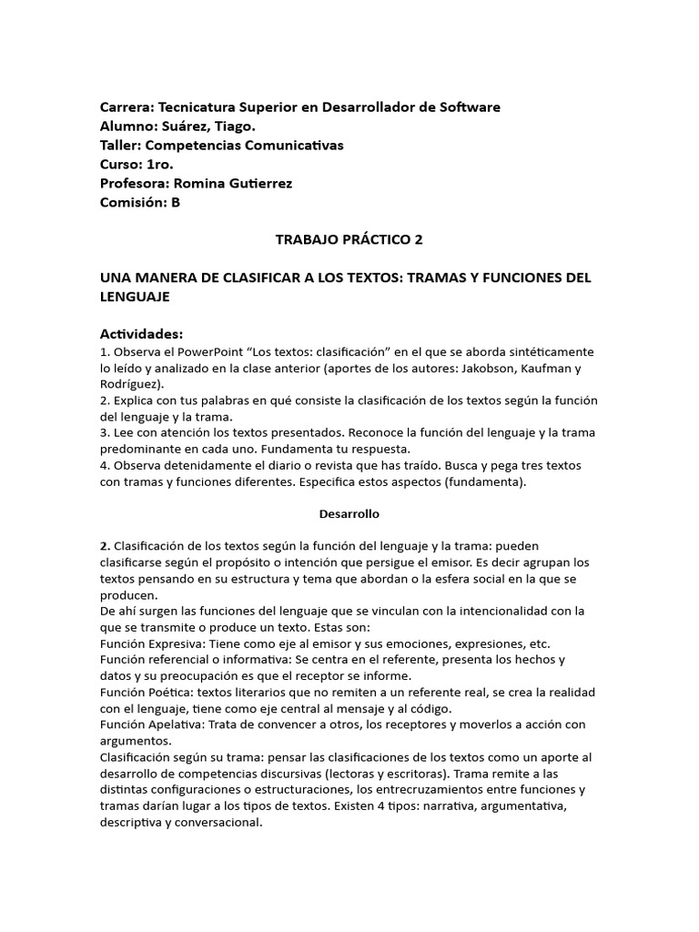 Clasificación de Textos: Tramas y Funciones | PDF | Comunicación humana