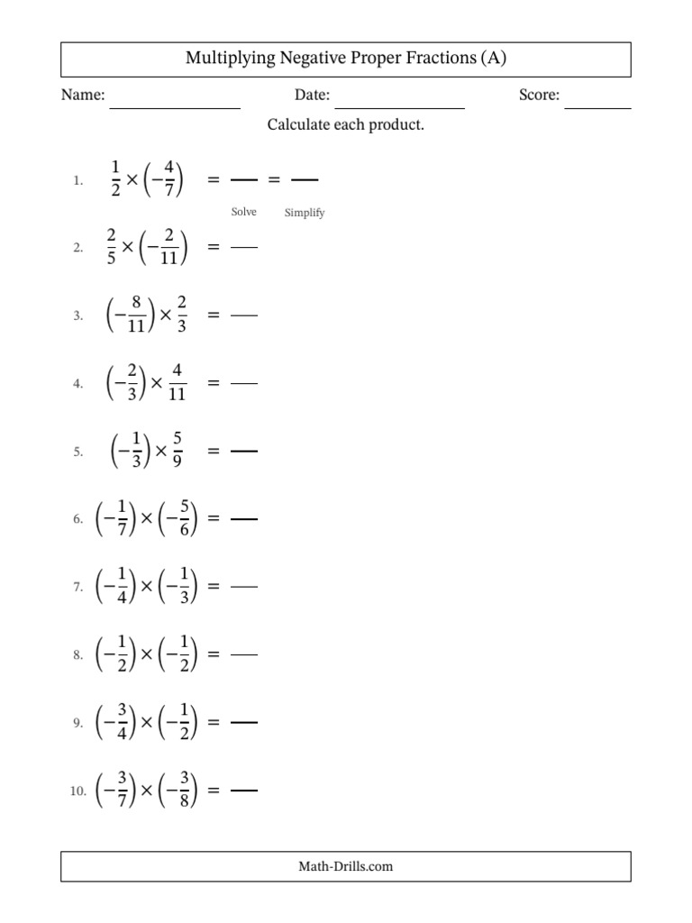 Negative Fraction Multiplication | PDF | Teaching Methods & Materials