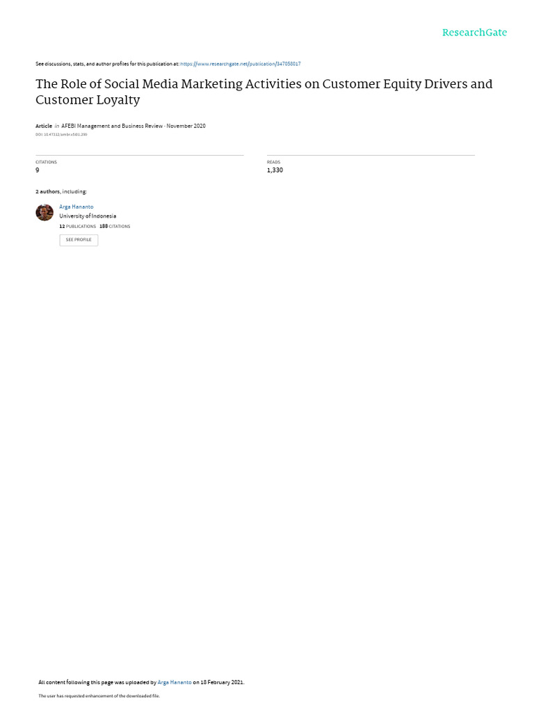 The Role of Social Media Marketing Activities On C | PDF | Brand ...