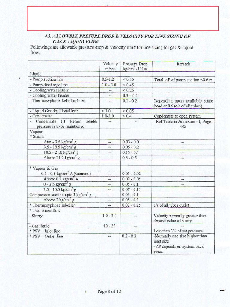 Line Sizing Guidelines | PDF