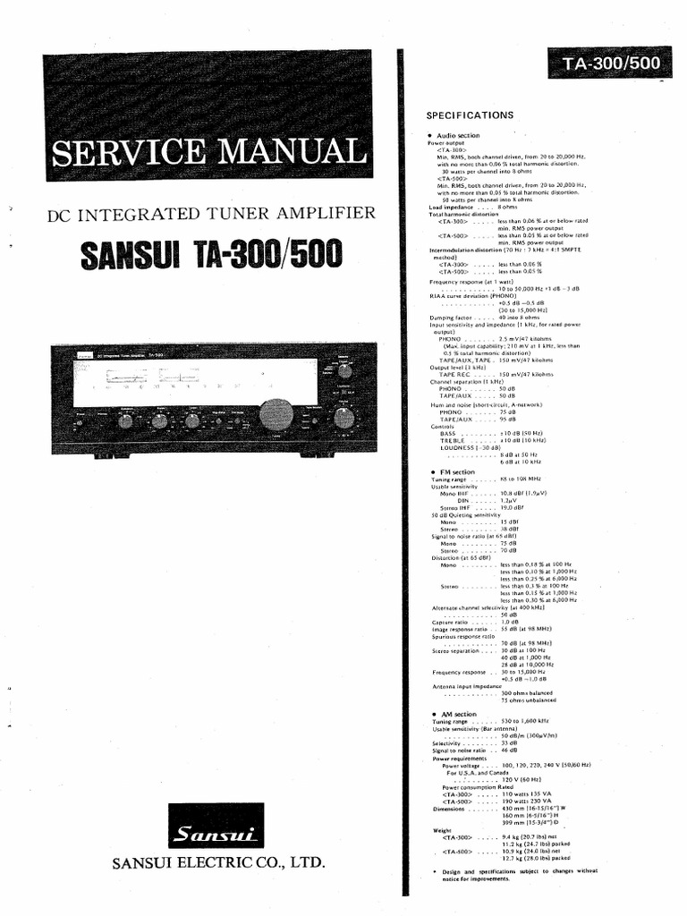 Sansui Ta-300 Ta-500 Receiver | PDF