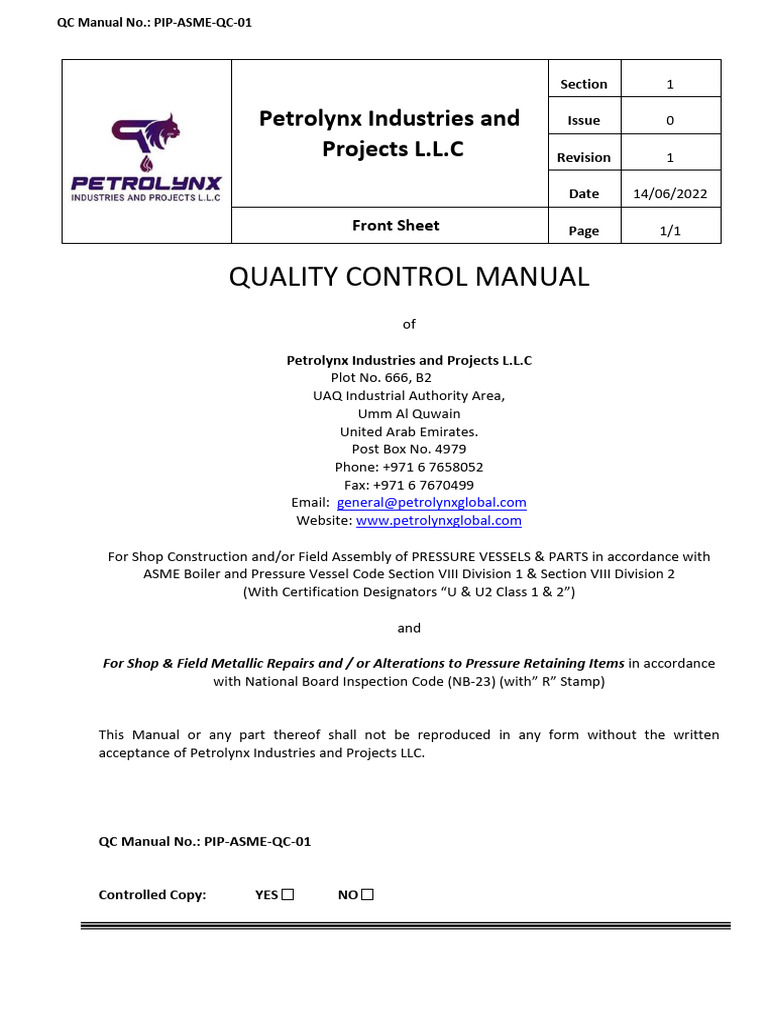 Pip qc manual rev 1 for hsb review pdf nondestructive testing