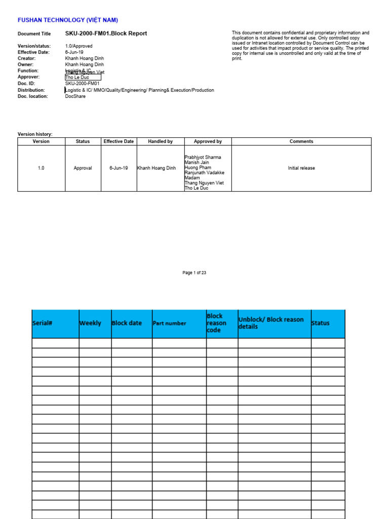 SKU-2000-FM01 Block Report Overview | PDF | Computing