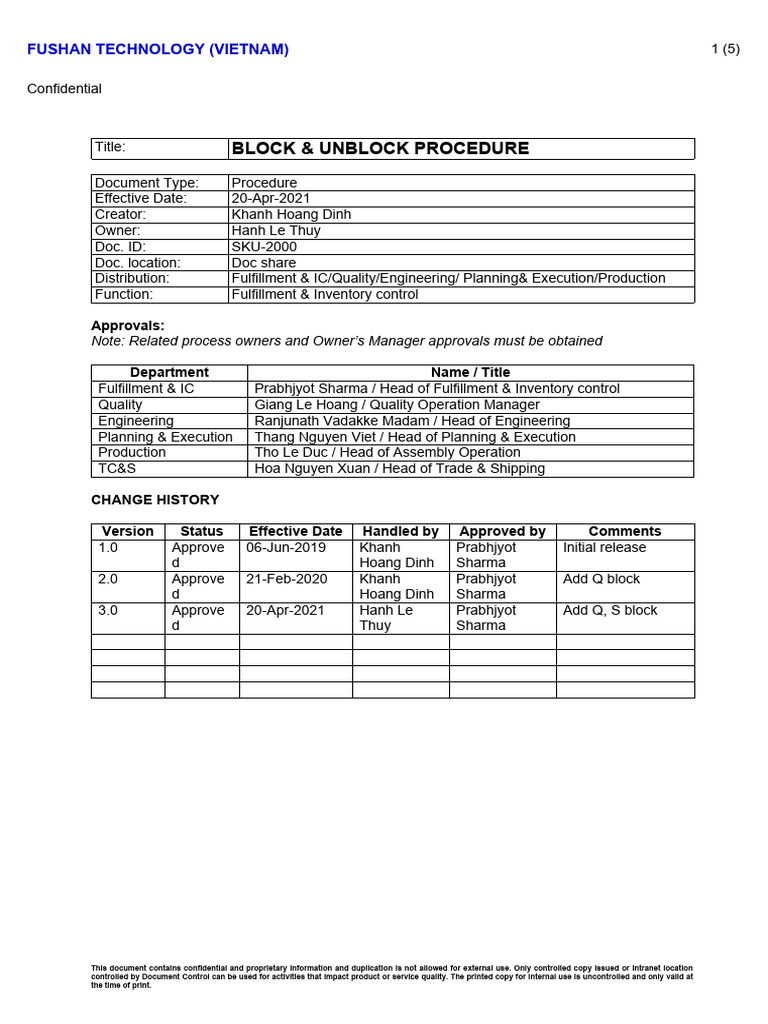 Sku 2000 block unblock procedure pdf