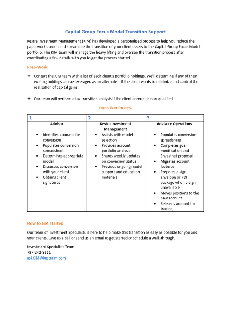 Capital Group Focus Model Transition Guide | PDF | Investment Fund ...